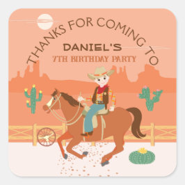 Cool kleine cowboy en paard Verjaardagsfeest Vierkante Sticker