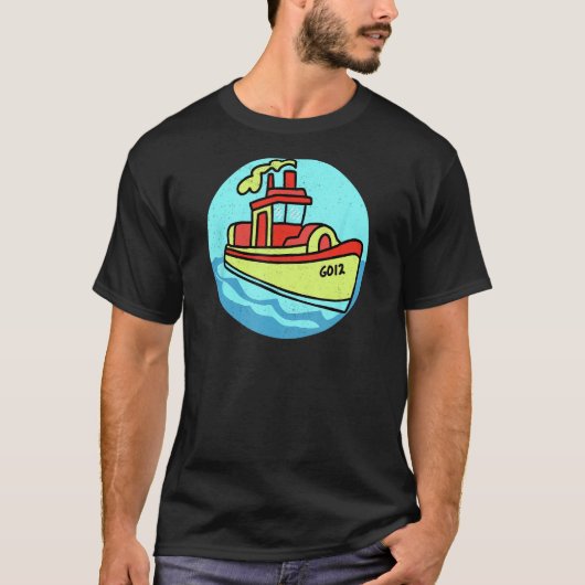 Cool kleine sleepboot tekenen op het water Fun Sum T-shirt (Voorkant)