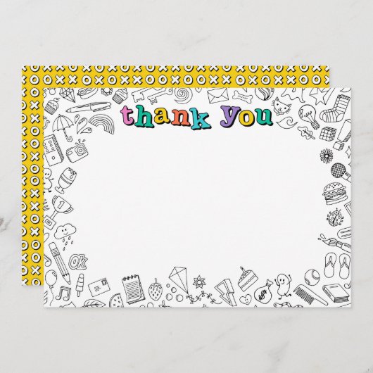 Cool Kleurplaat dank u notitiekaart Kaart (Voorkant / Achterkant)
