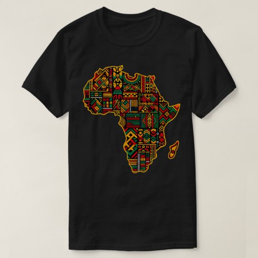 Cool Kleurrijk Afrika Kaart Mannen Vrouwen Kente A T-shirt (Design voorkant)