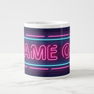 Cool & Kleurrijk Game On Gesimuleerd Neon Bord Grote Koffiekop