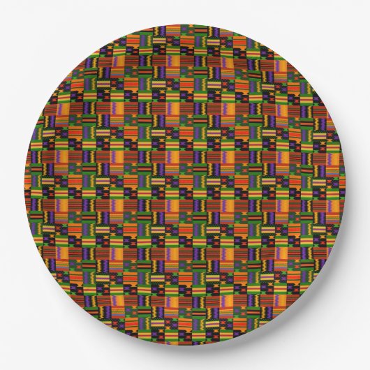 Cool Kleurrijk Kente Design Papieren Bordje (Voorkant)