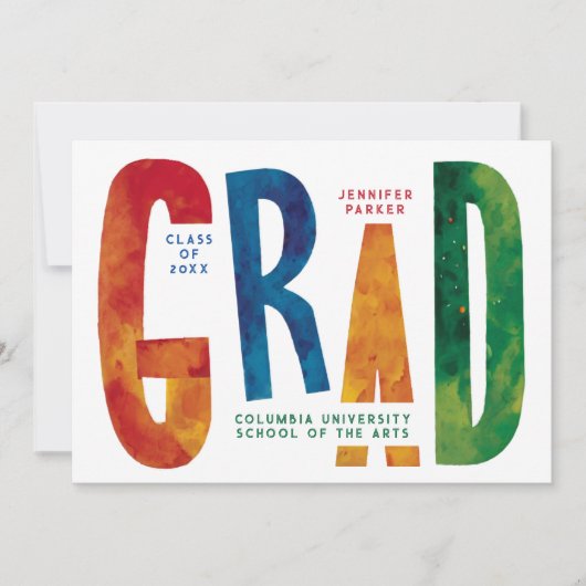 Cool Kleurrijke Abstracte Afstuderen Fototypografi Aankondiging (Voorkant)