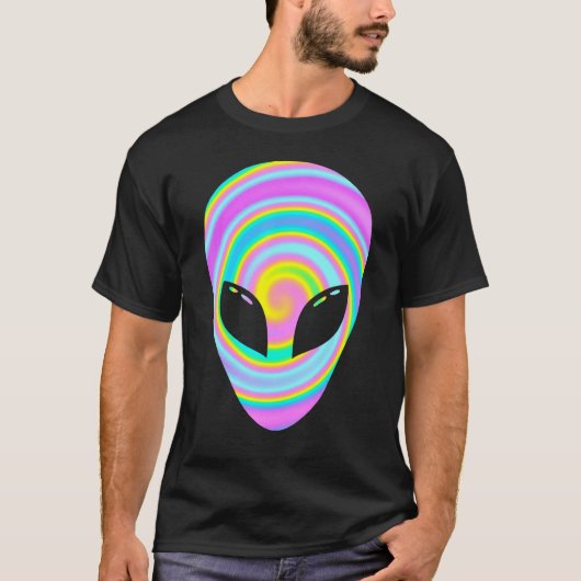 Cool Kleurrijke Alien Head Alien Rave Edm Party Be T-shirt (Voorkant)