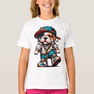 🐶 Cool Kleurrijke Bulldog Pup Straat Persoonlijk T-shirt