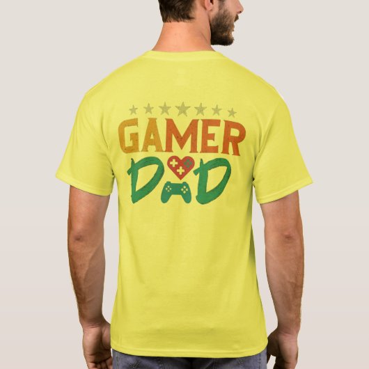 Cool Kleurrijke 'GAMER' PA | Vaderdag T-shirt (Achterkant)