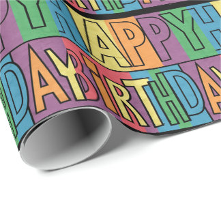 Cool Kleurrijke Happy Birthday Gift Wrap Cadeaupapier