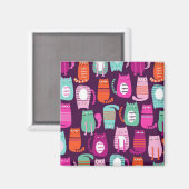 Cool Kleurrijke Kitty Kat Print 2 Inch Vierkante M Magneet (Voorkant / Achterkant)