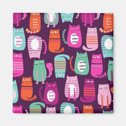 Cool Kleurrijke Kitty Kat Print 2 Inch Vierkante M Magneet (Voorkant)