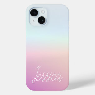 Cool Kleurrijke Ombre Gradients & Uw Script iPhone 15 Case