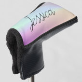 Cool Kleurrijke Ombre Gradients & Uw Script Golfheadcover (3/4 voorkant)