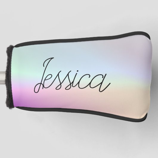 Cool Kleurrijke Ombre Gradients & Uw Script Golfheadcover (Voorkant)