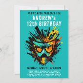 Cool Kleurrijke Paintball Splatter Turquoise Teen Kaart (Voorkant)