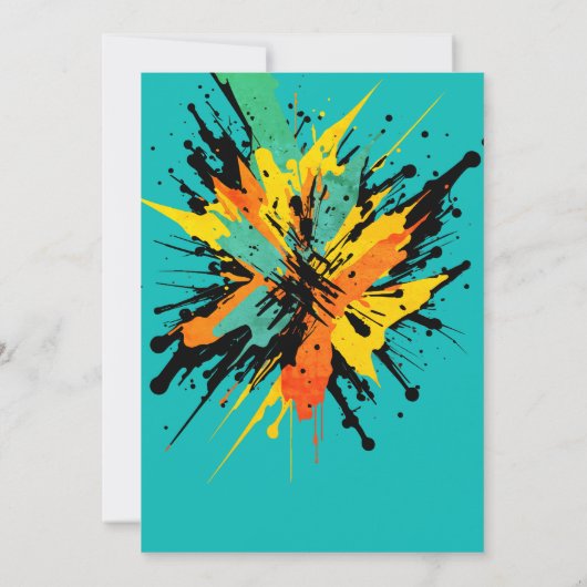 Cool Kleurrijke Paintball Splatter Turquoise Teen Kaart (Achterkant)