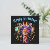 Cool Kleurrijke Party Giraffe met Hoofdtelefoon (Staand voorkant)