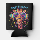 Cool Kleurrijke Party Giraffe met Hoofdtelefoon Blikjeskoeler (Voorkant)