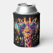 Cool Kleurrijke Party Giraffe met Hoofdtelefoon Blikjeskoeler (Blikje Achterkant)