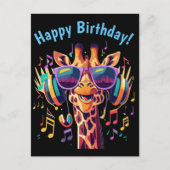 Cool Kleurrijke Party Giraffe met Hoofdtelefoon Briefkaart (Voorkant)