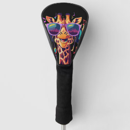 Cool Kleurrijke Party Giraffe met Hoofdtelefoon Golfheadcover
