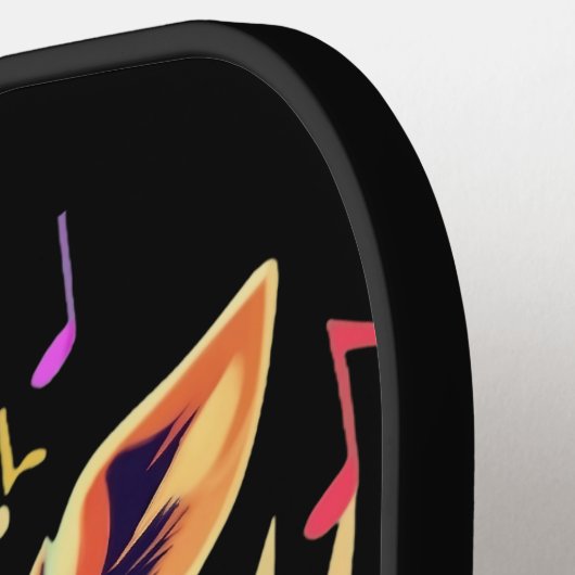 Cool Kleurrijke Party Giraffe met Hoofdtelefoon Pickleball Paddle (Links Detail)