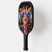 Cool Kleurrijke Party Giraffe met Hoofdtelefoon Pickleball Paddle (Links)