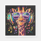 Cool Kleurrijke Party Giraffe met Hoofdtelefoon Servet (Voorkant)