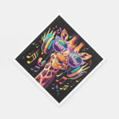 Cool Kleurrijke Party Giraffe met Hoofdtelefoon Servet (Hoek)