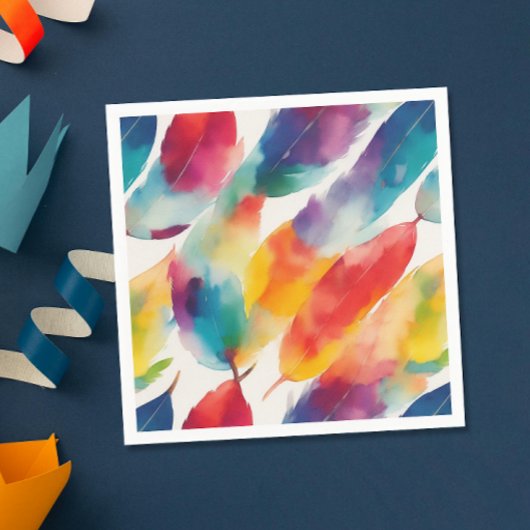 Cool Kleurrijke Rainbow Indian Feather Waterverf Servet