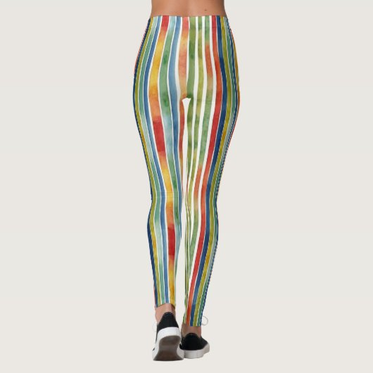 Cool Kleurrijke Regenboog Stripes Carnaval Waterve Leggings (Achterkant)