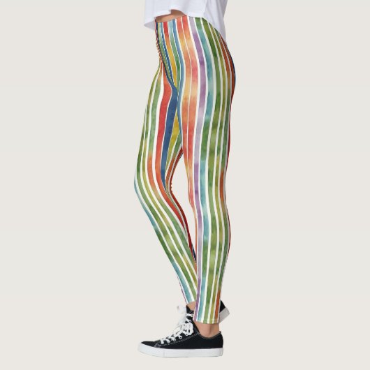 Cool Kleurrijke Regenboog Stripes Carnaval Waterve Leggings (Links)