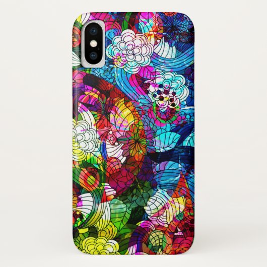 Cool Kleurrijke Retro Bloemen Collage Case-Mate iPhone Case (Achterkant)