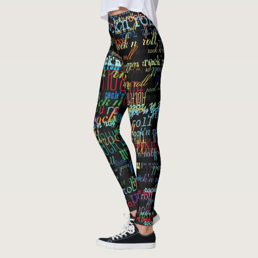 Cool & kleurrijke rock & roll patroon zwart leggings (Links)