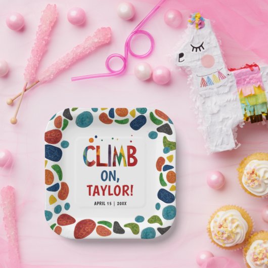 Cool Kleurrijke Rock Wall Climb Mountain Adrenalin Papieren Bordje (Feest)