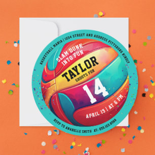 Cool Kleurrijke Sport Slam Dunk Aqua Blue Basketba Kaart