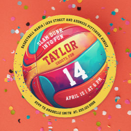 Cool Kleurrijke Sport Slam Dunk Yellow Basketbal Kaart