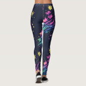 Cool Kleurrijke Sterren Vuurwerk Waterverf Patroon Leggings (Achterkant)