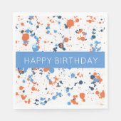 Cool Kleurrijke Verf Splatter Gelukkige Verjaardag Servet (Voorkant)