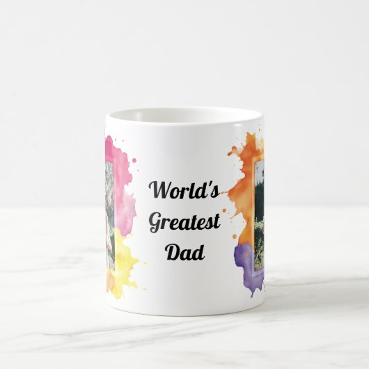 Cool Kleurrijke Waterverf Splash Foto Vaderdag Koffiemok (Center)