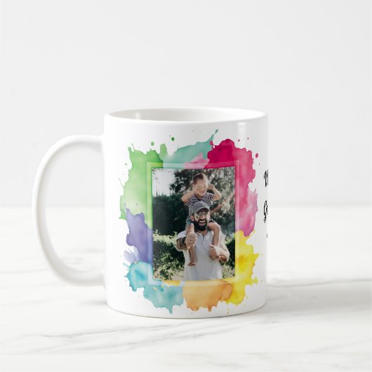 Cool Kleurrijke Waterverf Splash Foto Vaderdag Koffiemok (Links)