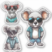 Cool Koala Set Waterdicht Sticker (Voorkant)