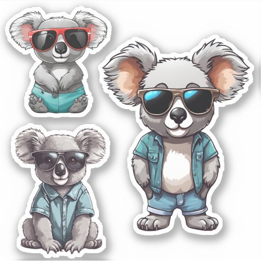 Cool Koala Set Waterdicht Sticker (Voorkant)