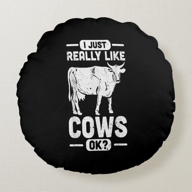 Cool Koe Animal Idee| Funny Koe Lover Gift Rond Kussen (Voorkant)