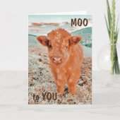 COOL KOE ZEGT U MOO *14e BIRTHDAY* Kaart (Voorkant)