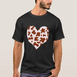 Cool Koeienprint Hart Bruin Tan Rancher Cattleman T-shirt