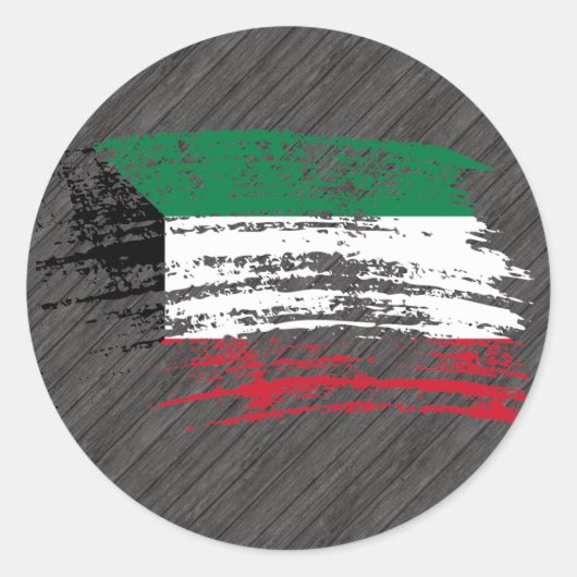 Cool Koeweitse vlag ontwerp Ronde Sticker (Voorkant)