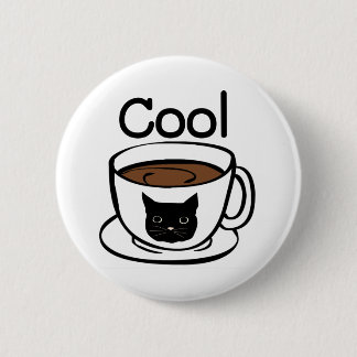 Cool koffiekopje kat met schattig citaat ronde button 5,7 cm
