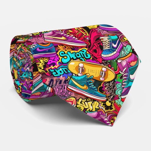 Cool komisch graffiti tegelpatroon stropdas (Opgerold)