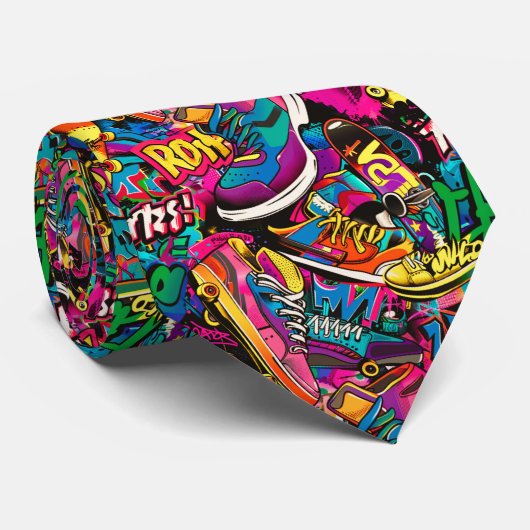 Cool komisch graffiti tegelpatroon stropdas (Opgerold)