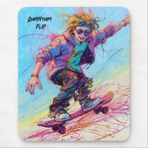 Cool komische abstracte anime skateboarder muismat