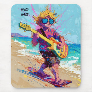 Cool komische abstracte anime wake boarder gitaris muismat